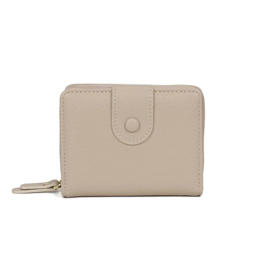 Portefeuille Compact Gallantry taupe vue de face - Gallantry