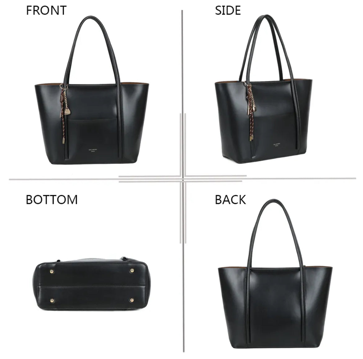 Sac à main Gallantry similicuir cirée - Élégance Poudrée noir - sac femme similicuir Gallantry