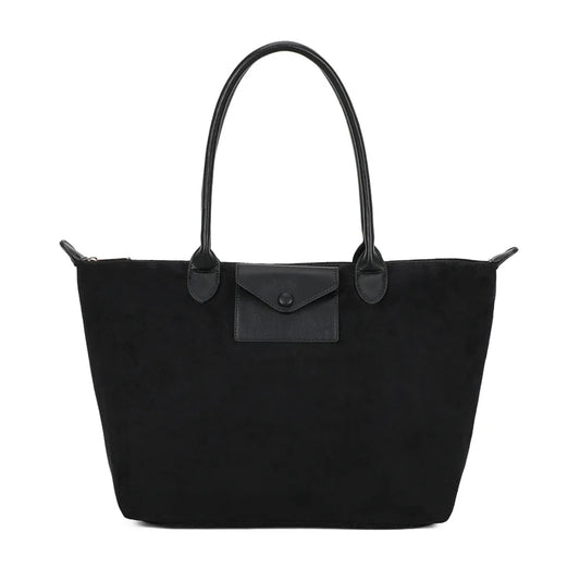 Sac à main La Balade Suédine L noir vue de face - Gallantry