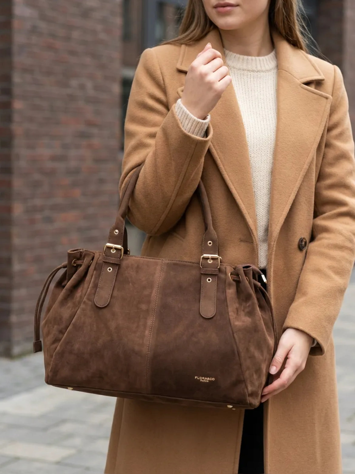 Sac à main format XL en suédine